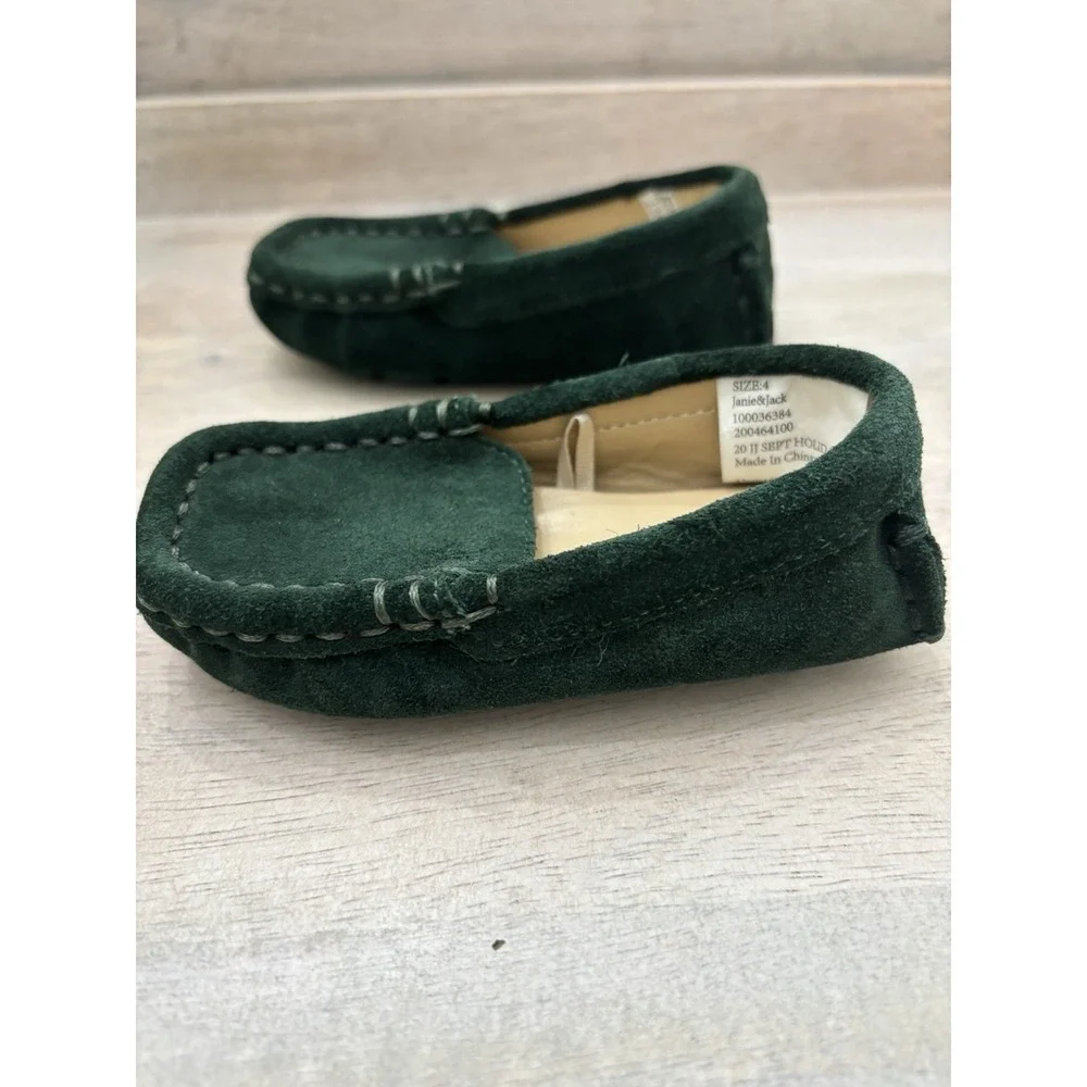 Janie and Jack Toddler Boy Christmas Holiday Dress Shoe Loafers Suade Sz 4 Green